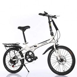 LFANH vélo 20" Pliable Lightweight Dames Vélos, Ville Vélos Compact Urban Commuter Vélos Portables 6 Vitesse Légère VTT pour Adultes / Étudiants, Noir, Blanc