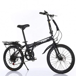 LFANH vélo 20" Pliable Lightweight Dames Vélos, Ville Vélos Compact Urban Commuter Vélos Portables 6 Vitesse Légère VTT pour Adultes / Étudiants, Noir, Noir