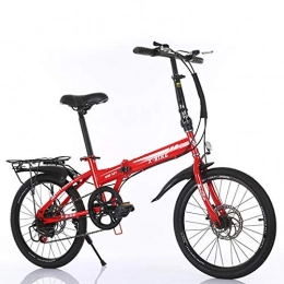 LFANH vélo 20" Pliable Lightweight Dames Vélos, Ville Vélos Compact Urban Commuter Vélos Portables 6 Vitesse Légère VTT pour Adultes / Étudiants, Noir, Rouge