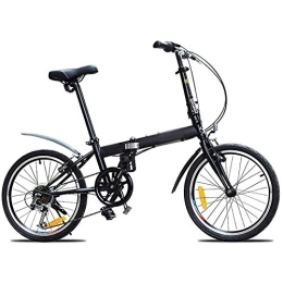 ABBD vélo 20 Pouces vélo Pliant Femme Adulte vélo Portable Ultra-léger, vélo étudiant à Vitesse Variable, 8-14 Ans Femmes vélo de Montagne-Black
