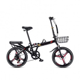 Acher Vélos pliant Acher 20 Pouces Roues vélo Pliable 6 Vitesses Disque vélo Adulte Enfants vélos Cadre Mini vélos avec Panier Pliant Ultra-léger de vélos (Color : Black)