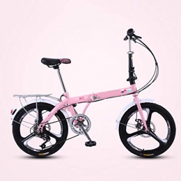 Acher 7 Vitesse Pliant Vélos Absorption des Chocs Shifting vélo Portable Petite Roue 20 Pouces de vélo de Montagne for Les Hommes et Les Femmes Vélos (Color : Pink)