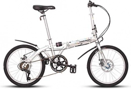 Aoyo vélo Adultes unisexe Vélos pliants, 20" 6 Vitesse haute teneur en carbone en acier Pliable vélo, portable léger double frein à disque pliant City Bike vélos (Color : White)