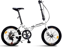 Aoyo vélo Adultes, vélos pliants 20" 7 Vitesse Frein à disque Mini Pliable vélo, haute teneur en carbone en acier léger portable Châssis renforcé vélo de banlieue, Rouge, (Color : White)