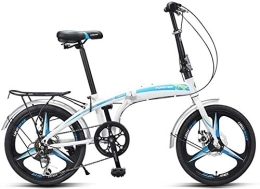 Aoyo vélo Adultes, vélos pliants 20" haute teneur en carbone en acier pliant vélo de ville bicyclette, à vélo pliable arrière Rack Carry, Double disque de frein de vélo, (Color : Blue)