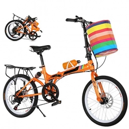 AMEA vélo AMEA Absorption des Chocs 20 Pouces Vélos Pliants, Vitesse Variable vélo à Double Frein à Disque vélo Pliant, vélo étudiant et Adulte, Orange