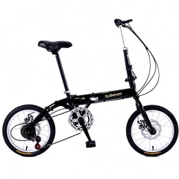 ASYKFJ vélo Pliable 16inch Portable vélo Pliant monovitesse Frein à Disque Vélo Femme et Man City Banlieue de vélos, Noir