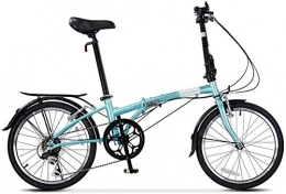 AYHa vélo AYHa 20" Vélo pliant, 6 adultes Vitesse Poids léger vélo pliant, portable léger, cadre en acier haute teneur en carbone pliant vélo de ville avec arrière Rack Carry, Bleu