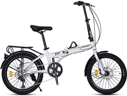 AYHa vélo AYHa 20" Vélo pliant, Adultes Hommes Femmes 7 Vitesse léger prêt de vélos portables, cadre en acier haute teneur en carbone vélo pliable avec arrière Rack Carry, blanc