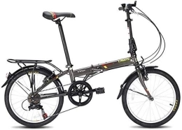 AYHa Vélos pliant AYHa Adultes, vélos pliants 20" 7 Speed ​​portable léger pliable Vélo, en acier au carbone Urban Commuter vélo avec arrière Rack Carry, Gris