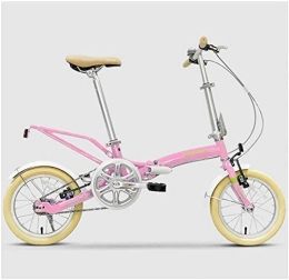 AYHa Vélos pliant AYHa Mini Vélos pliants, 14 pouces Adultes Femmes monovitesse Pliable bicyclette, portable léger super compact urbain de banlieue de vélos, Rose