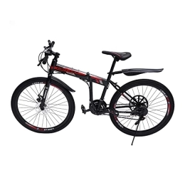 BAOCHADA Vélos pliant BAOCHADA VTT 26 pouces 21 vitesses - Vélo pliable pour adulte - Avec frein à disque et fourche à suspension - Pour homme et femme - Noir + rouge