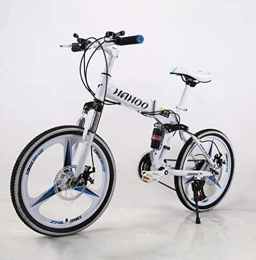 baozge vélo baozge 20 vélos pliants de vélo de Montagne avec Fourche à Suspension antidérapante à Double Disque et Frein à Disque Double-Blanc
