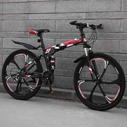 Bicycle Motif rouge Double amortisseur vélo pliant en acier au carbone épaissie Cadre 21/24/27 vitesse variable de montagne hors route Taille vélo 24/26 pouces vélo jeunes hommes et femmes d'équitatio