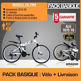 BLANCMARINE vélo BLANCMARINE VTT Pliant MODÈLE 26PM4, 21 Vitesses - Pack Basique