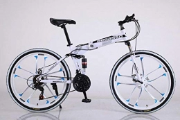 BLTR vélo BLTR Pratique Vélo de Montagne Ultra-léger Pliable 4 Variables Vitesse Double Frein Pliant vélo for Homme et Femmes vélo Adulte Haute qualité (Color : White 10 Blade, Size : 30)