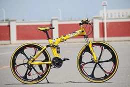 BLTR vélo BLTR Pratique Vélo de Montagne Ultra-léger Pliable 4 Variables Vitesse Double Frein Pliant vélo for Homme et Femmes vélo Adulte Haute qualité (Color : Yellow 6 Blade, Size : 21)