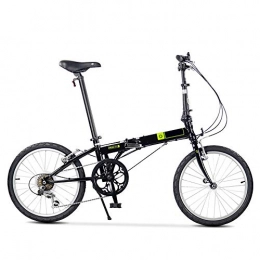 CHEZI Vélos pliant CHEZI Folding bikeVélo Pliant Avant et arrière en V avec Frein Vélo Portable pour Adulte, Noir, 20 Pouces, 6 Vitesses