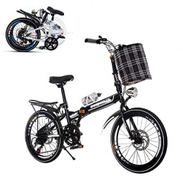 CHHD vélo CHHD Vélo Pliant pour Adulte, Mini-vélo Portable Ultra-léger pour étudiant à Vitesse Variable de 20 Pouces, Frein à Disque Double Avant et arrière Siège à 6 Vitesses réglable