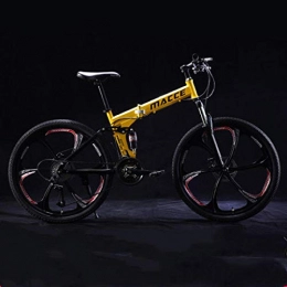 Comooc vélo Comooc - Vélo pliable pour adulte - vélo de montagne à double absorbeur, vitesse variable - pour hommes et étudiants universitaires, Homme, jaune