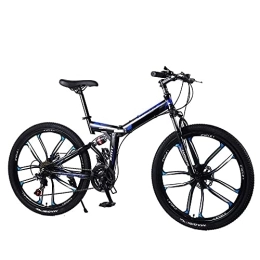 COUYY vélo COUYY Vélo de montagne pliable 21 / 24 / 27 vitesses, cadre épais en acier à haute teneur en carbone, idéal pour les trajets en ville et les trajets, 21 vitesses, 66 cm