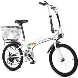 D&XQX Vélo Pliant Travail léger Ultra léger à Vitesse Variable Portable 20 Pouces Porte-vélos vélo Pliant avec la lumière pour Les Petits étudiants Homme Femmes Adultes de,Blanc