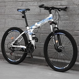 DENEST vélo DENEST Vélo pliant VTT 26 pouces pour adulte - Suspension complète - Vélo pliant avec double freins à disque - 21 vitesses - Vélo pliable VTT pour homme et femme - Blanc