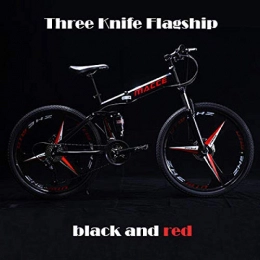 Domrx vélo Domrx 26 Pouces vélo de Montagne Pliant 21 Vitesses Double Absorption des Chocs Tout-Terrain Vitesse Variable Ultime étudiant Adulte vélo à Une Roue-Noir Red_21-Speed_China