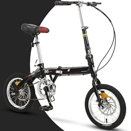 Dxcaicc vélo Dxcaicc Vélo Pliant Vélo Portable avec 6 Vitesses Cadre en Acier au Carbone de 14 / 16 / 20 Pouces Vélo Portable pour Adultes Vélo de Ville, Noir, 16 inch