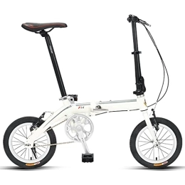 Dxcaicc Vélos pliant Dxcaicc Vélo Pliant Vélo Portable de 14 Pouces Cadre en Alliage d'aluminium Vélo de Ville Pliable Facilement Petit Unisexe réglable en Hauteur, Blanc