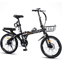 Dxcaicc vélo Dxcaicc Vélo Pliant Vélo Portable de 16 / 20 / 22 Pouces en Acier au Carbone, vélo Pliable Unisexe, Noir, 16 inch