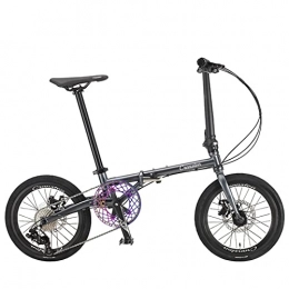 EASSEN Vélo de montagne pliable de 40,6 cm, cadre en aluminium 9 vitesses avec double freins à disque, fourche avant antidérapante absorbant les chocs, charge de 150 kg pour homme et femme