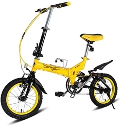 Aoyo Vélos pliant Enfants Vélos pliants, 14 pouces Mini pliant de vélo de montagne, haute teneur en carbone en acier léger portable pliable vélo, Vélo suspension, (Color : Yellow)