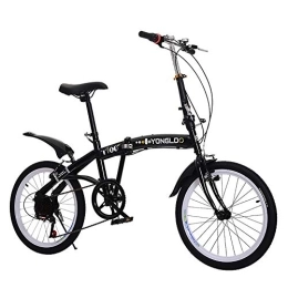 PLLXY vélo Extérieur Vélo Pliant pour Les Adultes, 7 Vitesses Léger Vélo De Ville Pliant, Portable Unisexe Vélos avec Frein V, Urban Commuter Noir 18h