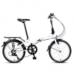 FANG vélo FANG Adulte Vélo Pliant, 20" 7 Vitesses Facilement Pliable Bicyclette Pliable, Acier Haute Teneur en Carbone Bicyclette avec Porte Bagages, Blanc