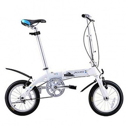 FANG vélo FANG Unisexe Vélo Pliant, 14 Pouces Mono-Vitesse Micro - Vélo Pliante, Cadre en Aluminium Bicyclette Pliable avec d'un Garde Boue, Blanc