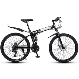 FGKLU vélo FGKLU Vélo de montagne pliable de 26 pouces pour homme et femme, 21 vitesses, 30 couteaux, vélo de plein air, vélo de VTT en acier à haute teneur en carbone, freins à double disque, noir