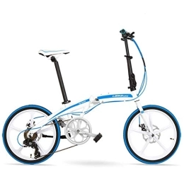 GJZM vélo GJZM Mountain Bike 7 Vitesses vélo Pliant, Adultes Unisexe 20"vélos pliants légers, Cadre en Alliage d'aluminium léger vélo Pliable Portable, Blanc, Rayons