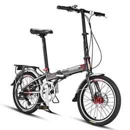 GJZM vélo GJZM Vélo Pliant pour Adultes, vélo Pliable de 20 Pouces à 7 Vitesses, vélo de Banlieue Urbain Super Compact, vélo Pliable avec Pneu antidérapant et résistant à l'usure, Gris