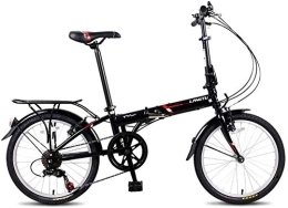GJZM vélo GJZM Vélos de Montagne Adultes vélos pliants 20 7 Vitesses léger vélo Pliable Portable vélo de Banlieue Urbain en Acier à Haute teneur en Carbone avec Porte-Bagages arrière Noir-Noir
