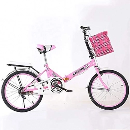 GZLL 20 Pouces vélo Pliant, vélos légers de Femmes, avec vélo Porte Ultra léger à Vitesse Variable vélo, vélo Pliable Portable étudiant de vélos, Vélos Adultes (Couleur : Rose)