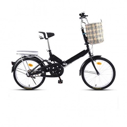 HLZY vélo HLZY 16 Pouces vélo Pliant vélo à 7 Vitesses Banlieue Pliable vélo Pliant Compact de vélos Hommes Femmes Ville d'équitation avec Le Panier (Color : Black, Size : 16 inches)
