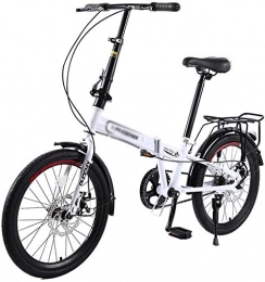 HLZY vélo HLZY Outroad VTT 6 Vitesses Vélo de Banlieue Pliable vélo Pliant Compact Outroad de vélos Hommes Femmes (Color : White, Size : 20 inches)
