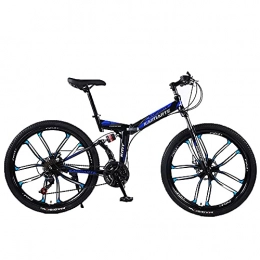 HMKGKJ vélo HMKGKJ Vélo De Montagne Vélos Pliables, Antidérapants Pneus Résistants à l'usure Coussin De Pot-Pression Vélo Adulte, Rapide, Vélo Bleu 26 Pouces Bleue(Size:27 Speed)