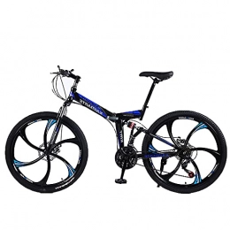 HMKGKJ Vélos pliant HMKGKJ Vélo De Montagne à Vélos Bleue 24 Pouces pour Usure Extérieure Et Antidérapante Pneus Résistants à l'usure De Vélos Pliables Pratique Rapide De Montagne Et De Terrain Appropriés(Size:27 Speed)