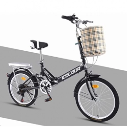 Hmvlw Vélos pliant Hmvlw Vélo portatif Bicyclettes Pliantes pour Hommes et Femmes Adultes, Ultra-léger, Portable, Petite Vitesse Variable 20 Pouces (adaptée à la Hauteur 135-180cm) (Color : Black)