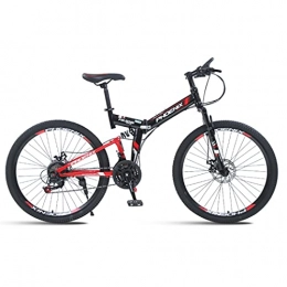 Hmvlw vélo Hmvlw Vélo portatif Vélo de Montagne Pliante Adulte 26 Pouces à 24 Vitesses Unisexe Pliante vélo Double Disque Double Bicyclette d'amortisseur (Color : Red)