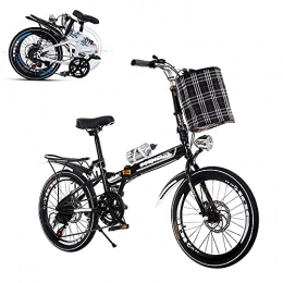 HUAQINEI vélo HUAQINEI Vélo Pliant pour Adulte, Mini-vélo Portable Ultra-léger pour étudiant de 20 Pouces à Vitesse Variable, Double Frein à Disque Avant et arrière Siège à 6 Vitesses réglable