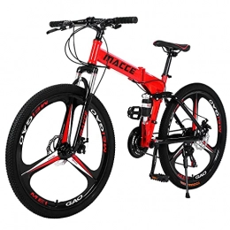 Hyhome Vélos pliant Hyhome VTT Vélo de montagne pliable pour adulte, roues de 66 cm, 3 rayons 27 vitesses, vélo de montagne à double disque pour homme et femme (rouge)