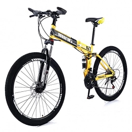 Hyococ Vélos pliant Hyococ Cadre en Acier Au Carbone à Vélo De Montagne, pour Hommes Ou Femmes, Sport Léger Ergonomique, avec des Vélos Jaunes à Double Roue Résistantes à l'usure Antidérapante(Size:24 Speed)